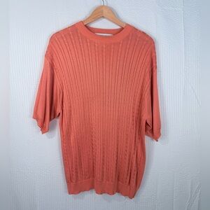Vintage Irvine Park Cable Knit coral Orange Sweater Women Size Large Spring